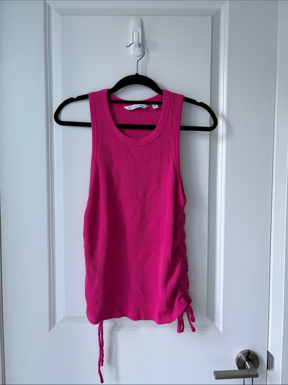 Calvin Klein Hot Pink Waffle Tie Cinched Tank Top